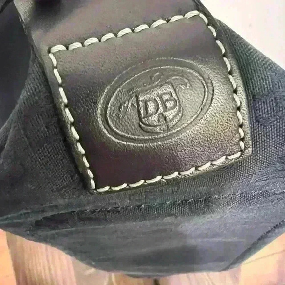 Dooney & Bourke Purse Black Canvas & Leather Tote DB Monogram Tassels - Picture 5 of 9